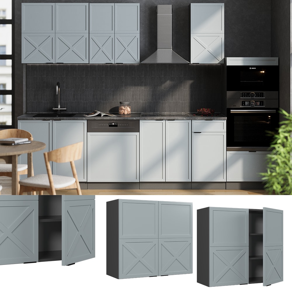 Vicco H&auml;ngeschrank Fame-Line Anthrazit Hellblau-Grau gerahmt 80 cm - Bild 1