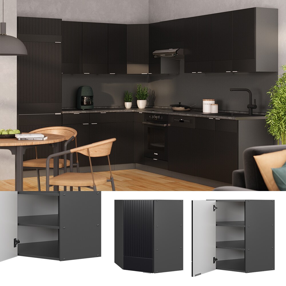 Vicco Eckhängeschrank Fame-Line Anthrazit Schwarz gestreift 57 cm