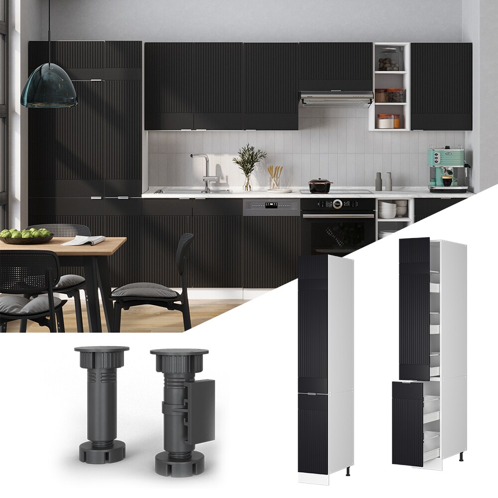 Vicco Apothekerhochschrank Fame-Line Wei&szlig; Schwarz gestreift 30 cm - Bild 1