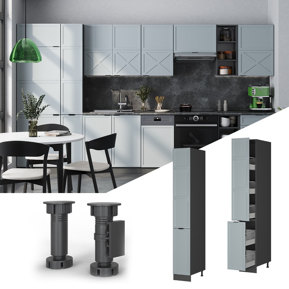 Vicco Apothekerhochschrank Fame-Line Anthrazit Hellblau-Grau gerahmt 30 cm - Bild 1