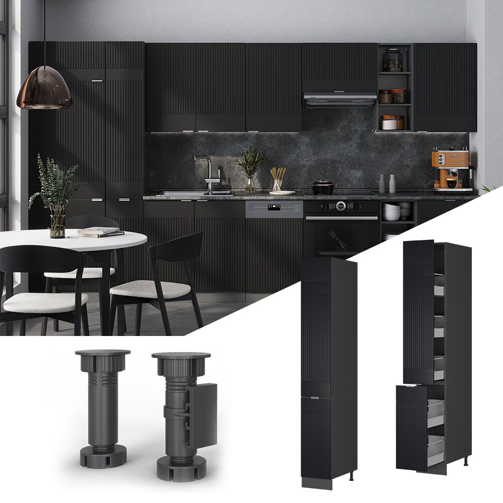 Vicco Apothekerhochschrank Fame-Line Anthrazit Schwarz gestreift 30 cm
