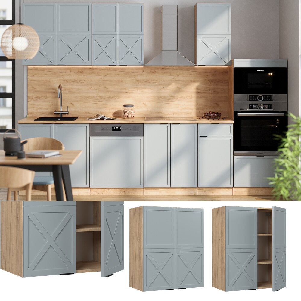 Vicco Hängeschrank Fame-Line Eiche Hellblau-Grau gerahmt 60 cm