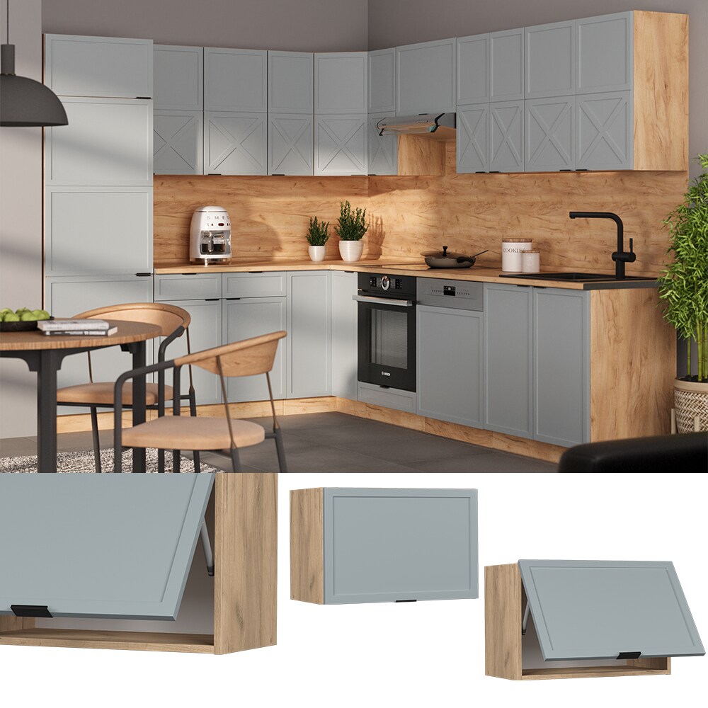 Vicco Hängeschrank Fame-Line Eiche Hellblau-Grau gerahmt 60 cm flach