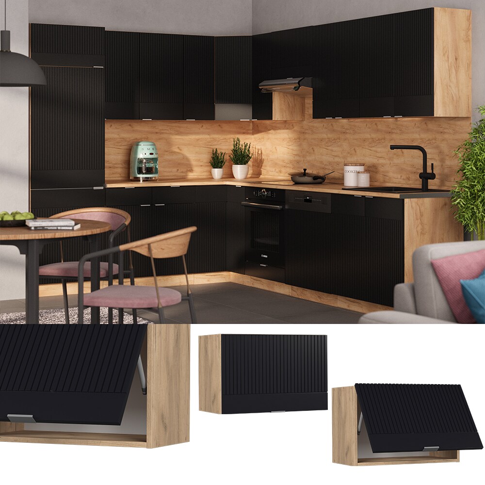 Vicco Hängeschrank Fame-Line Eiche Schwarz gestreift 60 cm flach