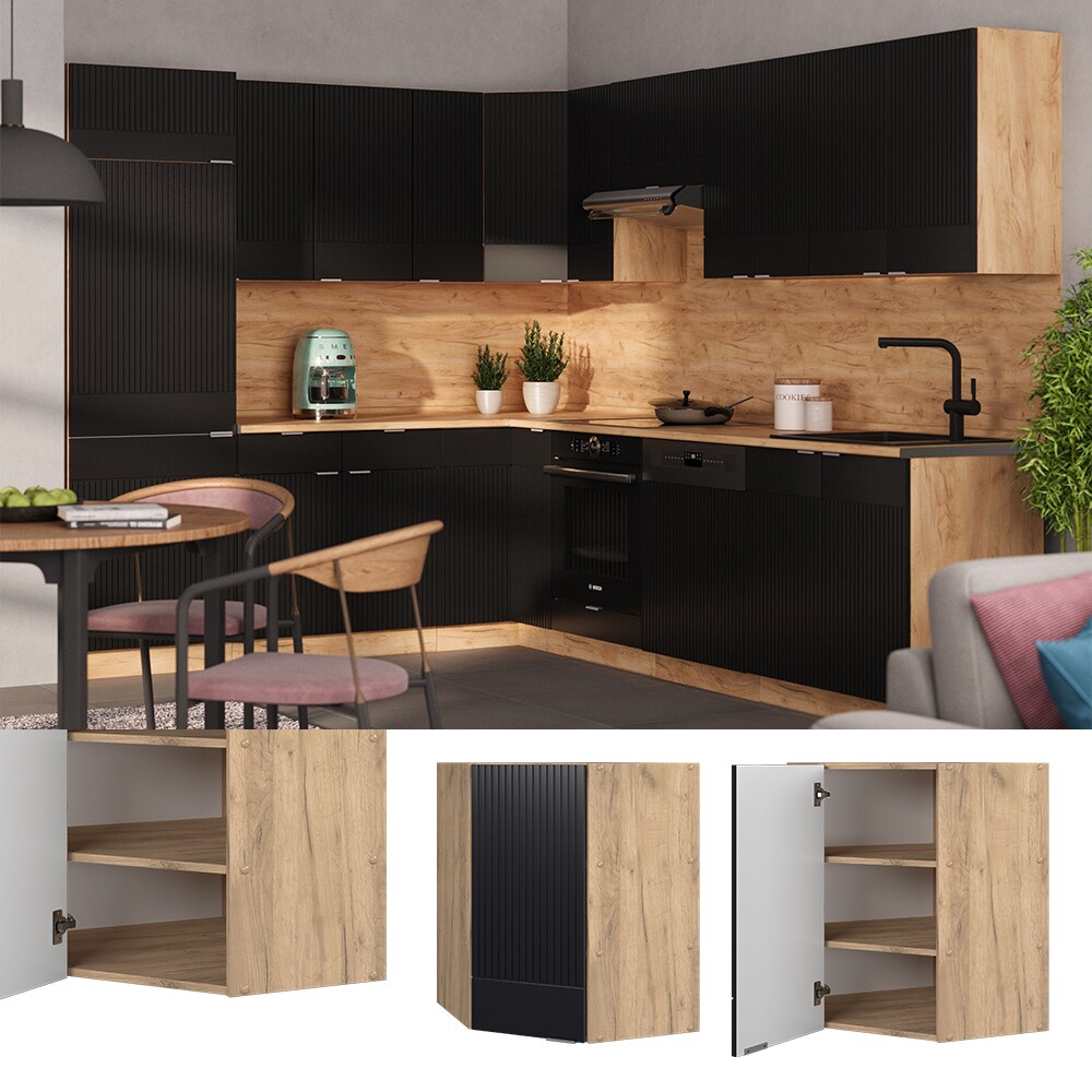 Vicco Eckhängeschrank Fame-Line Eiche Schwarz gestreift 57 cm