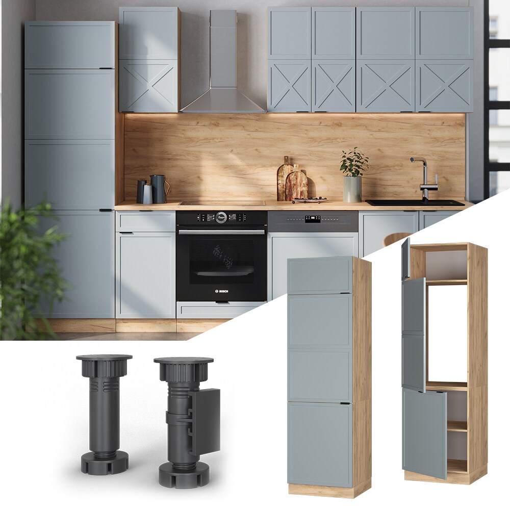 Vicco K&uuml;hlumbauschrank Fame-Line Eiche Hellblau-Grau gerahmt 60 cm - Bild 1