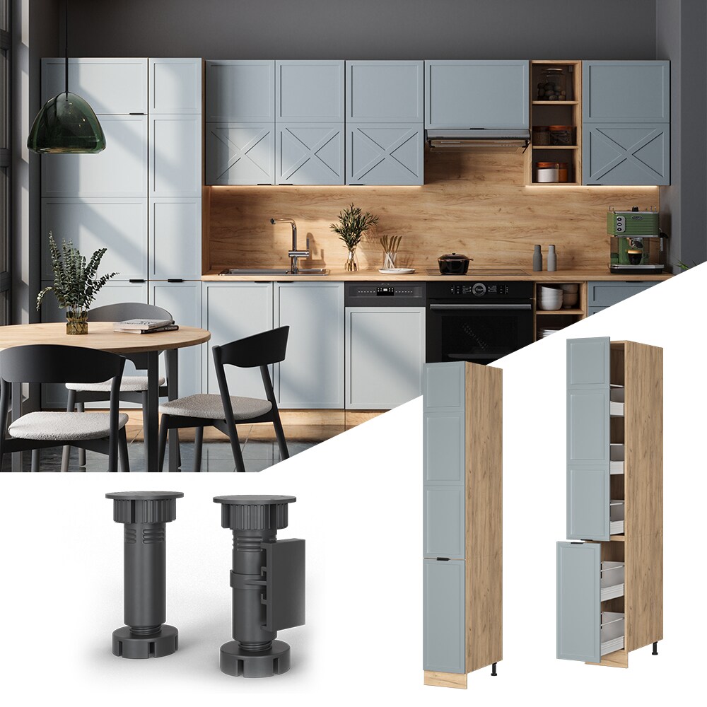 Vicco Apothekerhochschrank Fame-Line Eiche Hellblau-Grau gerahmt 30 cm - Bild 1