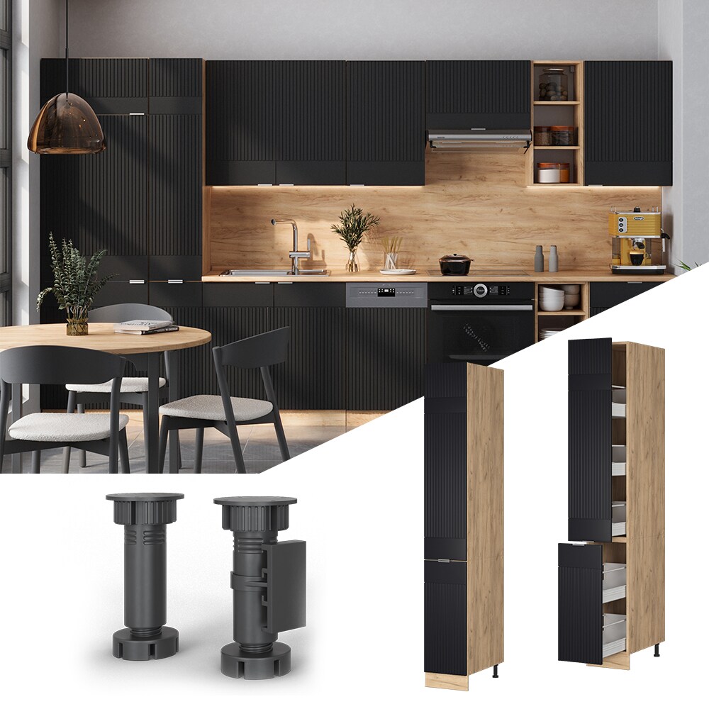 Vicco Apothekerhochschrank Fame-Line Eiche Schwarz gestreift 30 cm - Bild 1