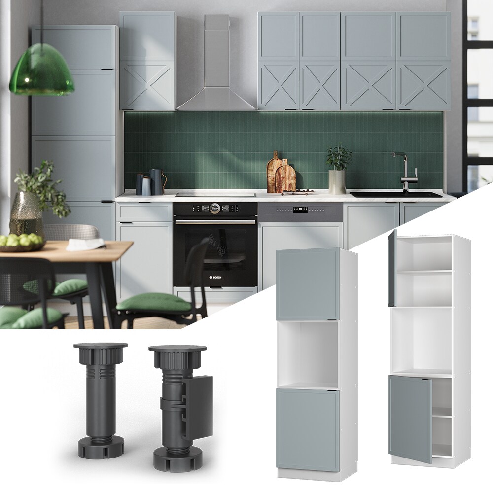 Vicco Vorratsschrank Fame-Line Wei&szlig; Hellblau-Grau gerahmt 60 cm 2 T&uuml;ren - Bild 1