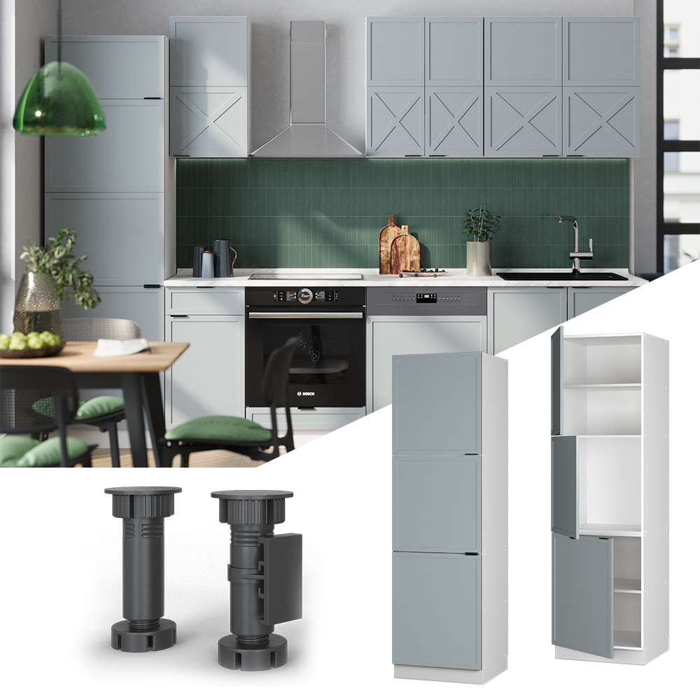 Vicco Vorratsschrank Fame-Line Wei&szlig; Hellblau-Grau gerahmt 60 cm 3 T&uuml;ren - Bild 1