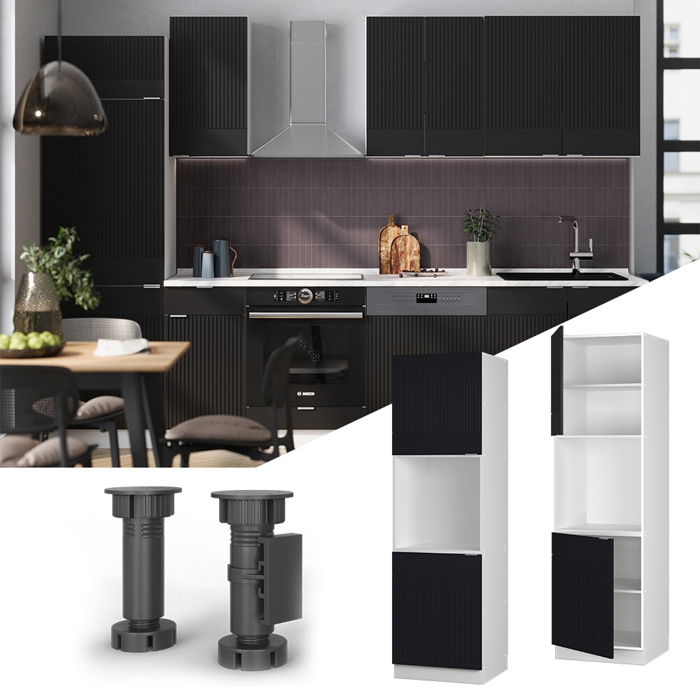 Vicco Vorratsschrank Fame-Line Wei&szlig; Schwarz gestreift 60 cm 2 T&uuml;ren - Bild 1