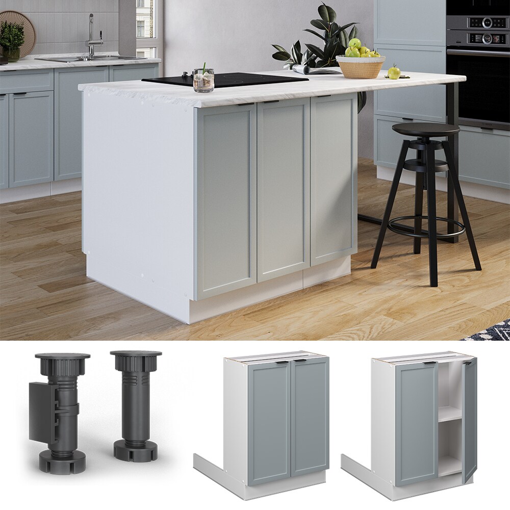 Vicco Regalinselunterschrank Fame-Line Weiß Hellblau-Grau gerahmt 60 cm