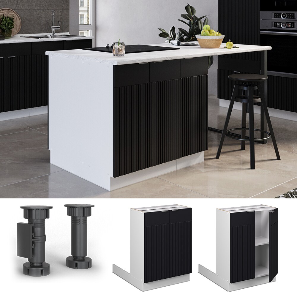 Vicco Regalinselunterschrank Fame-Line Weiß Schwarz gestreift 60 cm | 04066731457632