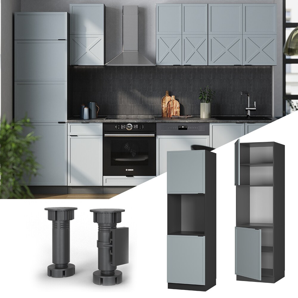 Vicco Vorratsschrank Fame-Line Anthrazit Hellblau-Grau gerahmt 60 cm 2 T&uuml;ren - Bild 1