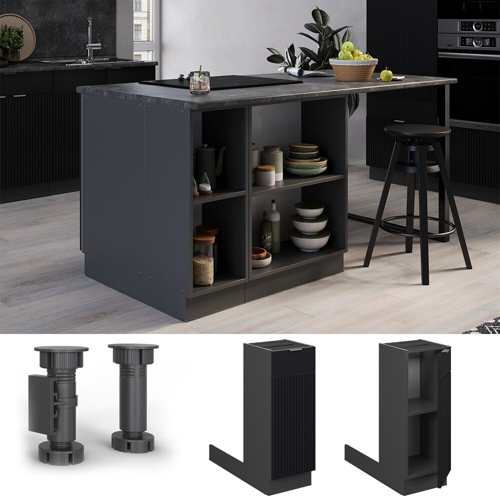Vicco Regalinselunterschrank Fame-Line Anthrazit Schwarz gestreift 30 cm