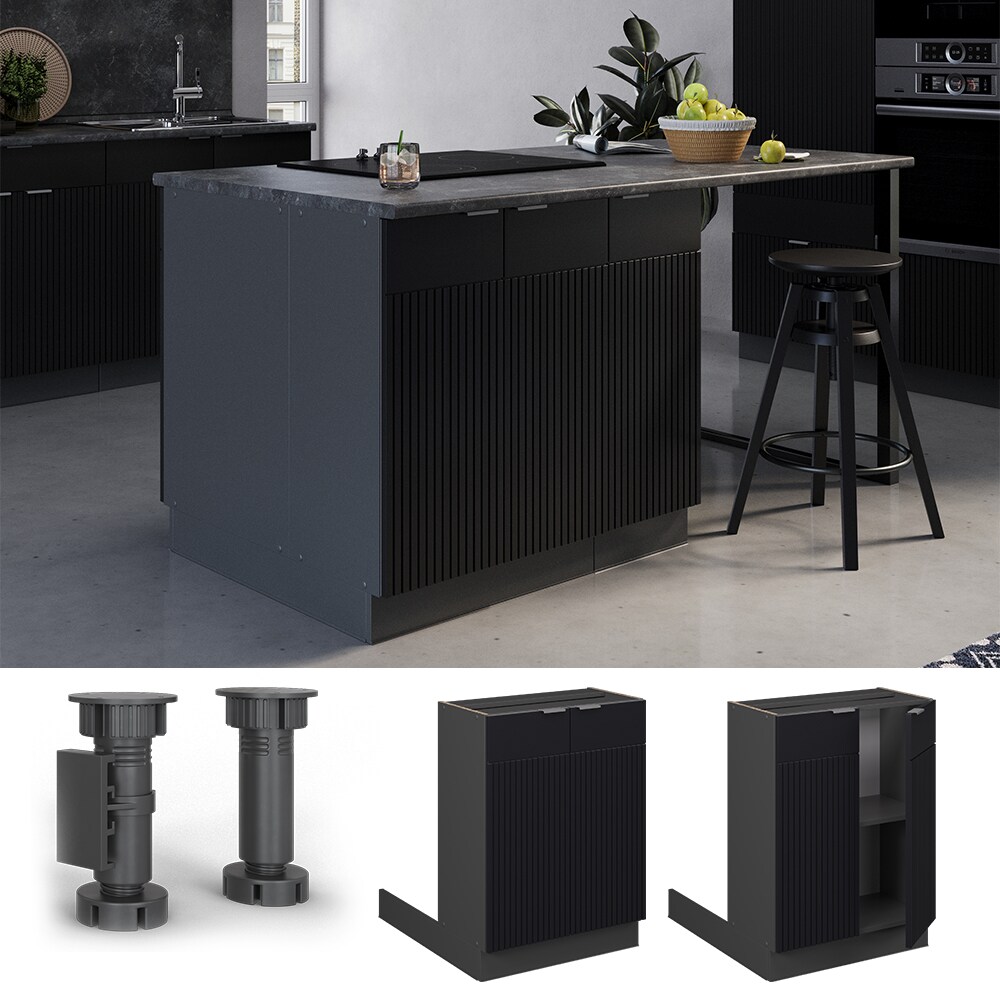 Vicco Regalinselunterschrank Fame-Line Anthrazit Schwarz gestreift 60 cm