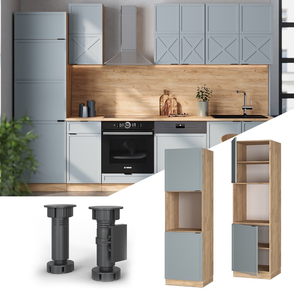 Vicco Vorratsschrank Fame-Line Eiche Hellblau-Grau gerahmt 60 cm 2 T&uuml;ren - Bild 1