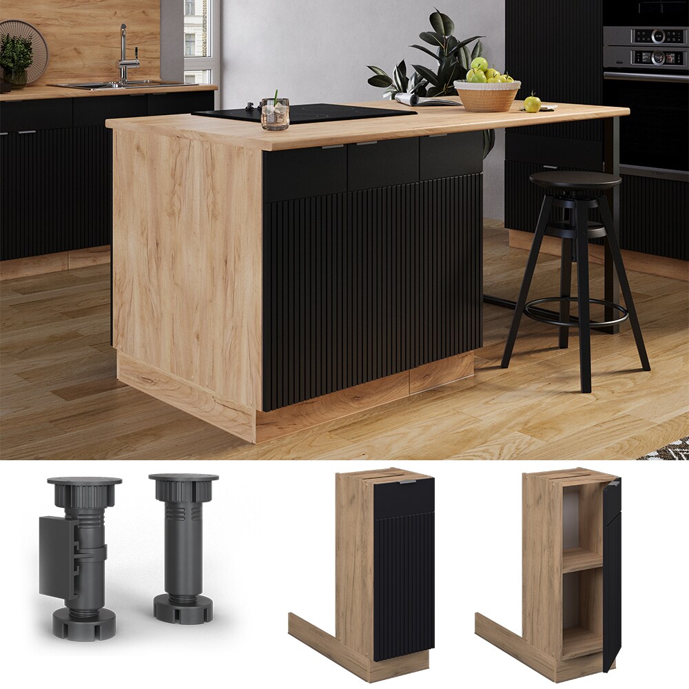 Vicco Regalinselunterschrank Fame-Line Eiche Schwarz gestreift 30 cm