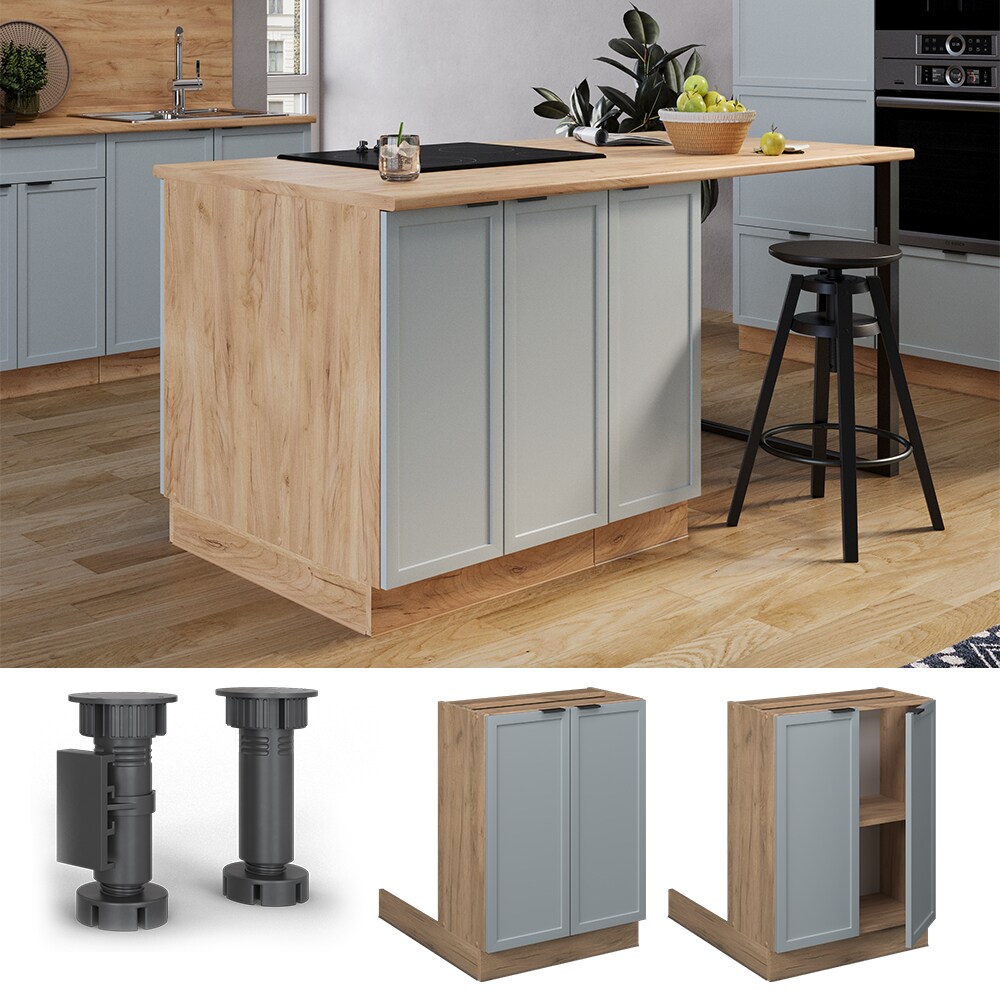 Vicco Regalinselunterschrank Fame-Line Eiche Hellblau-Grau gerahmt 60 cm