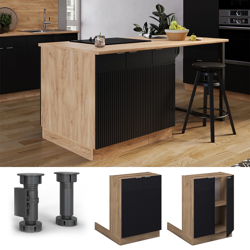 Vicco Regalinselunterschrank Fame-Line Eiche Schwarz gestreift 60 cm - Bild 1