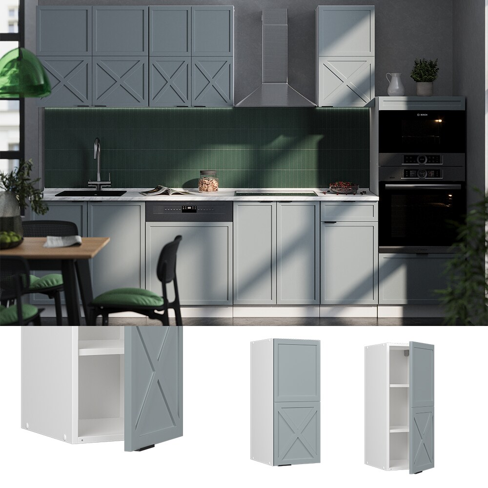 Vicco Hängeschrank Fame-Line Weiß Hellblau-Grau gerahmt 30 cm