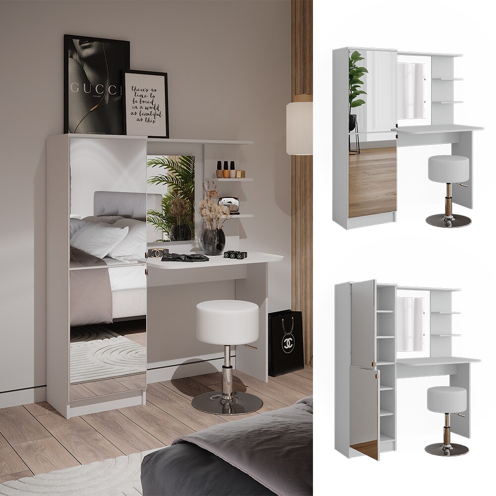 Vicco Schminktisch Jasmin Wei&szlig; 123 x 141,2 cm mit Hocker - Bild 1