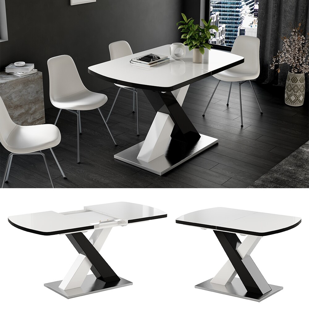 Vicco Esstisch Chinto Schwarz Weiß Hochglanz 120 x 80 cm