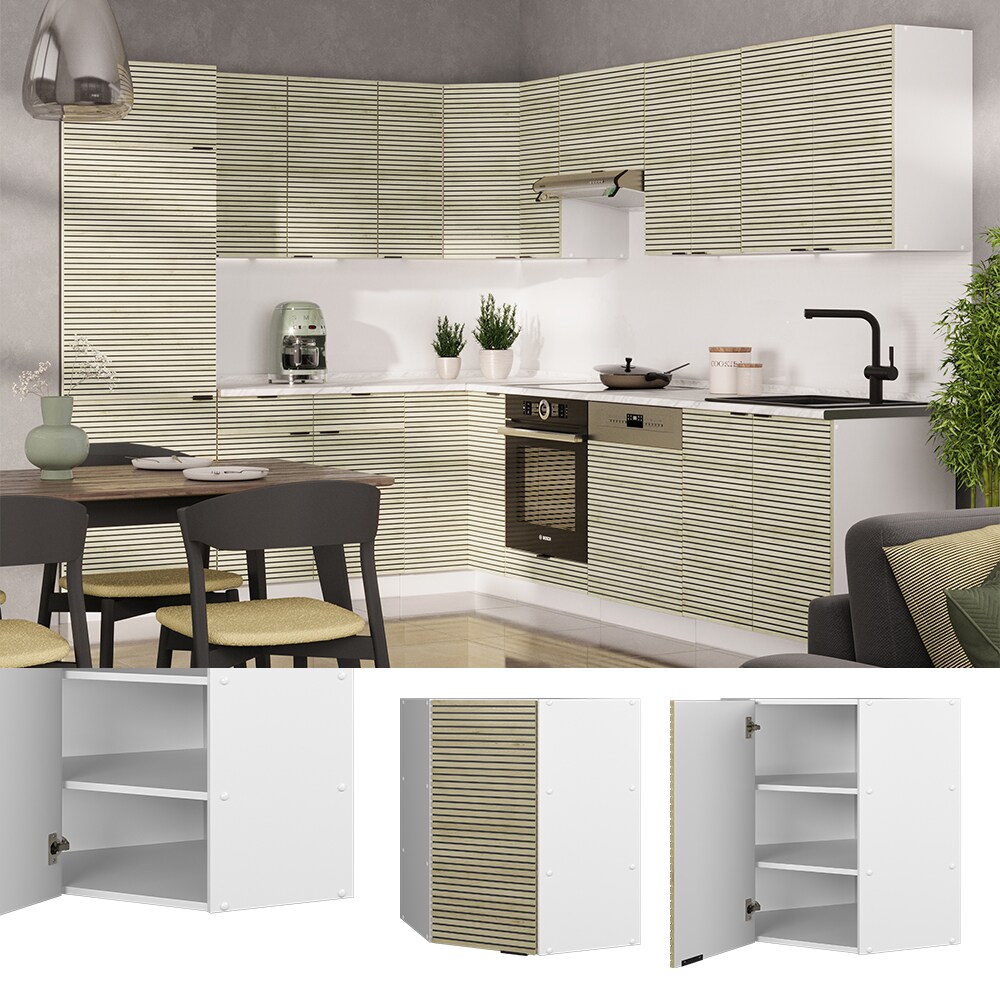 Vicco Eckhängeschrank Fame-Line Weiß Eiche gefräst 57 cm