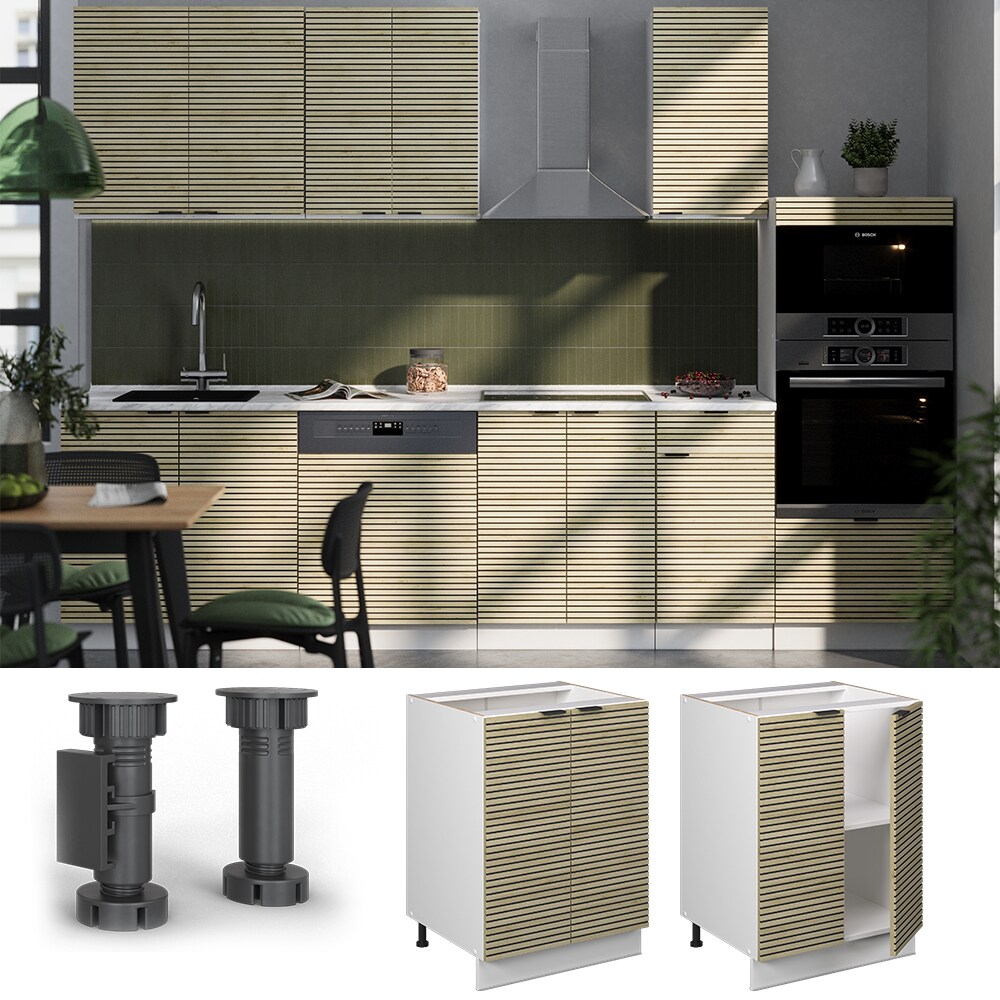 Vicco Unterschrank Fame-Line Weiß Eiche gefräst 60 cm ohne Arbeitsplatte