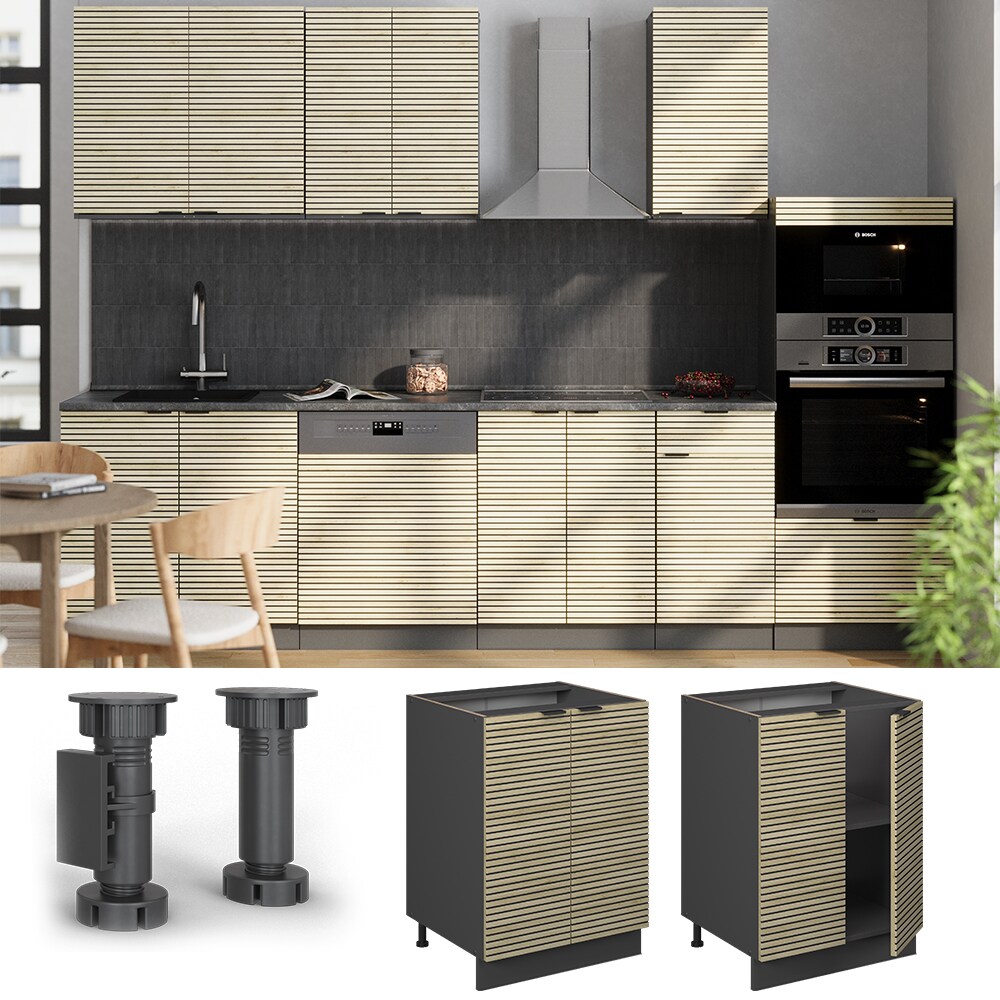 Vicco Unterschrank Fame-Line Anthrazit Eiche gefräst 60 cm ohne Arbeitsplatte