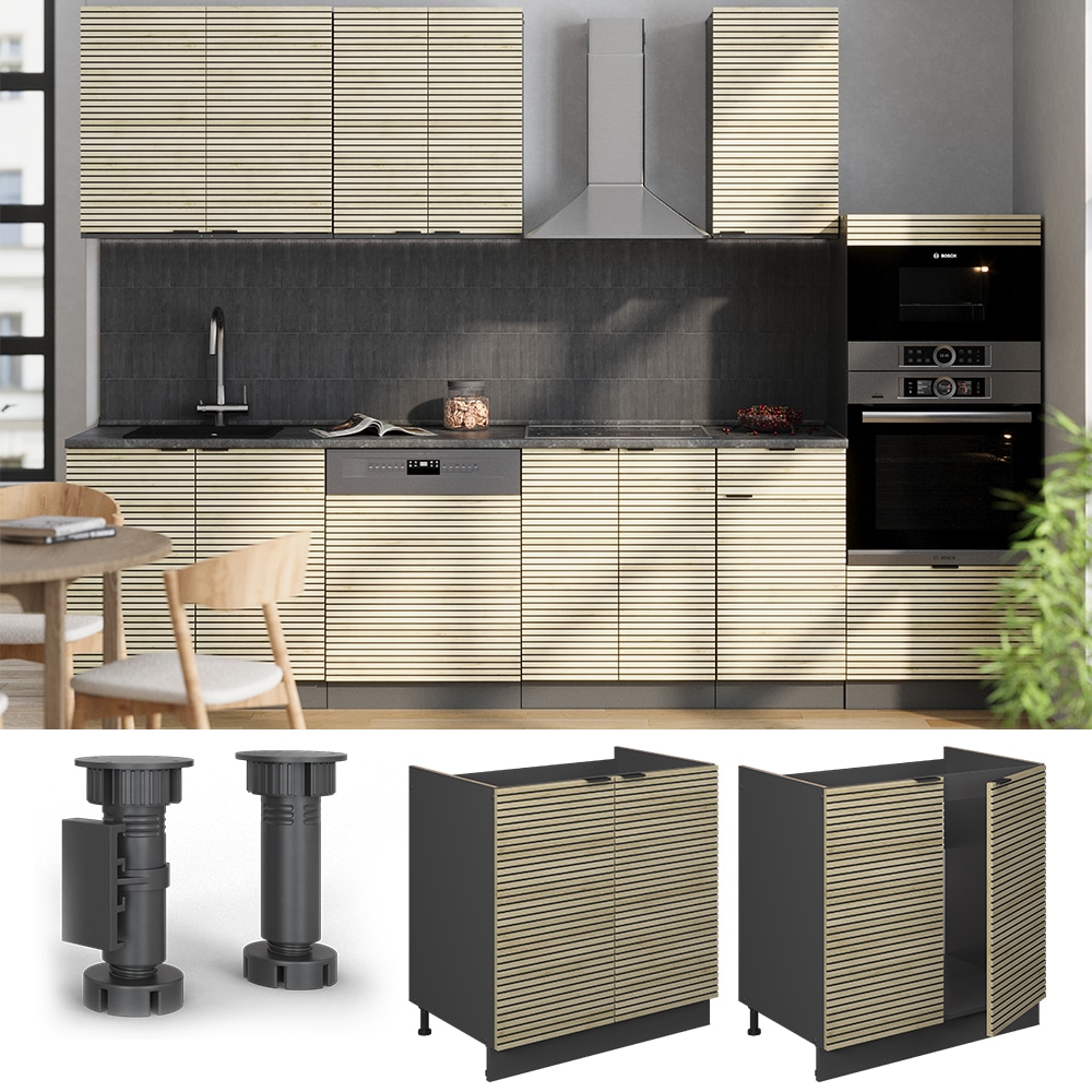 Vicco Sp&uuml;lenunterschrank Fame-Line Anthrazit Eiche gefr&auml;st 80 cm ohne Arbeitsplatte - Bild 1