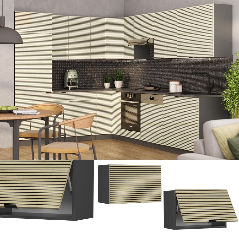 Vicco Hängeschrank Fame-Line Anthrazit Eiche gefräst 60 cm flach