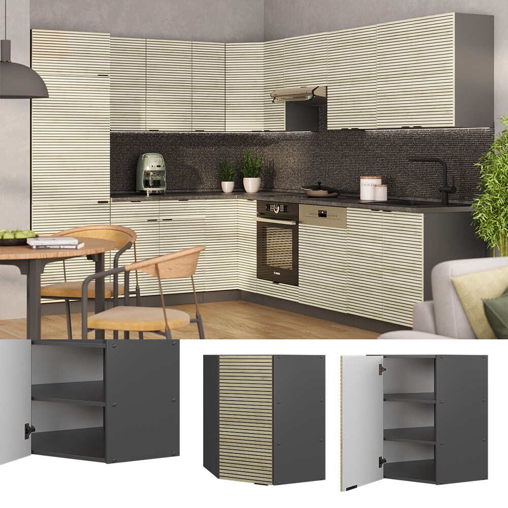 Vicco Eckhängeschrank Fame-Line Anthrazit Eiche gefräst 57 cm