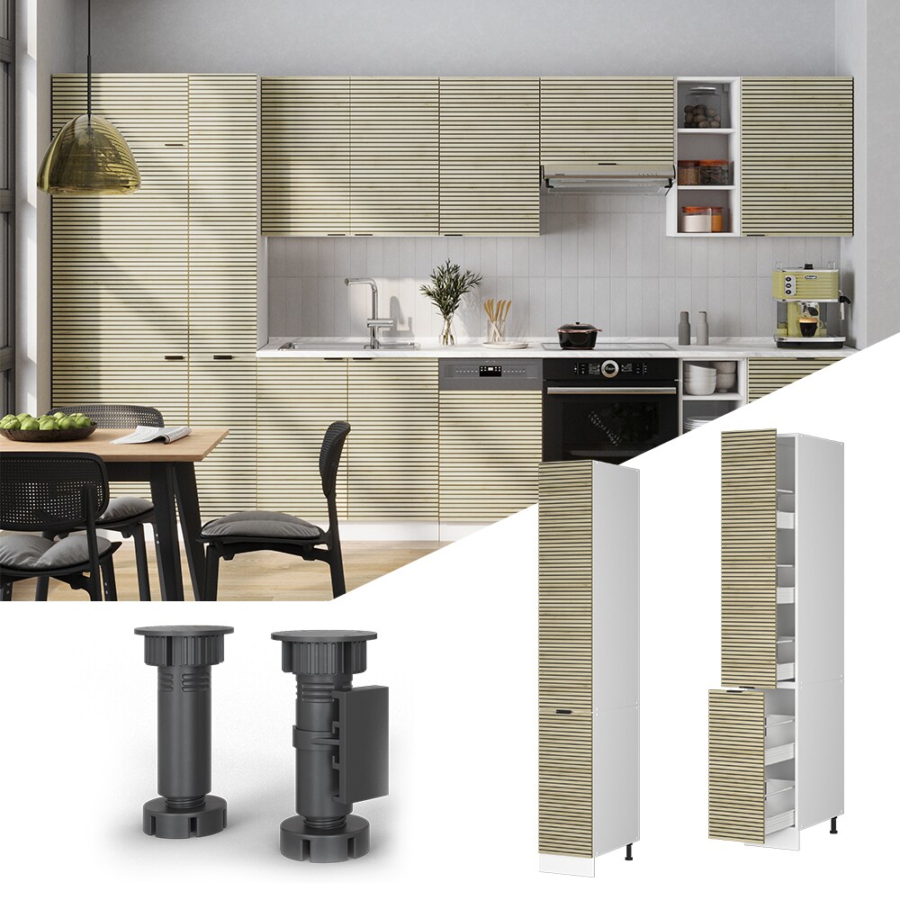 Vicco Apothekerhochschrank Fame-Line Weiß Eiche gefräst 30 cm