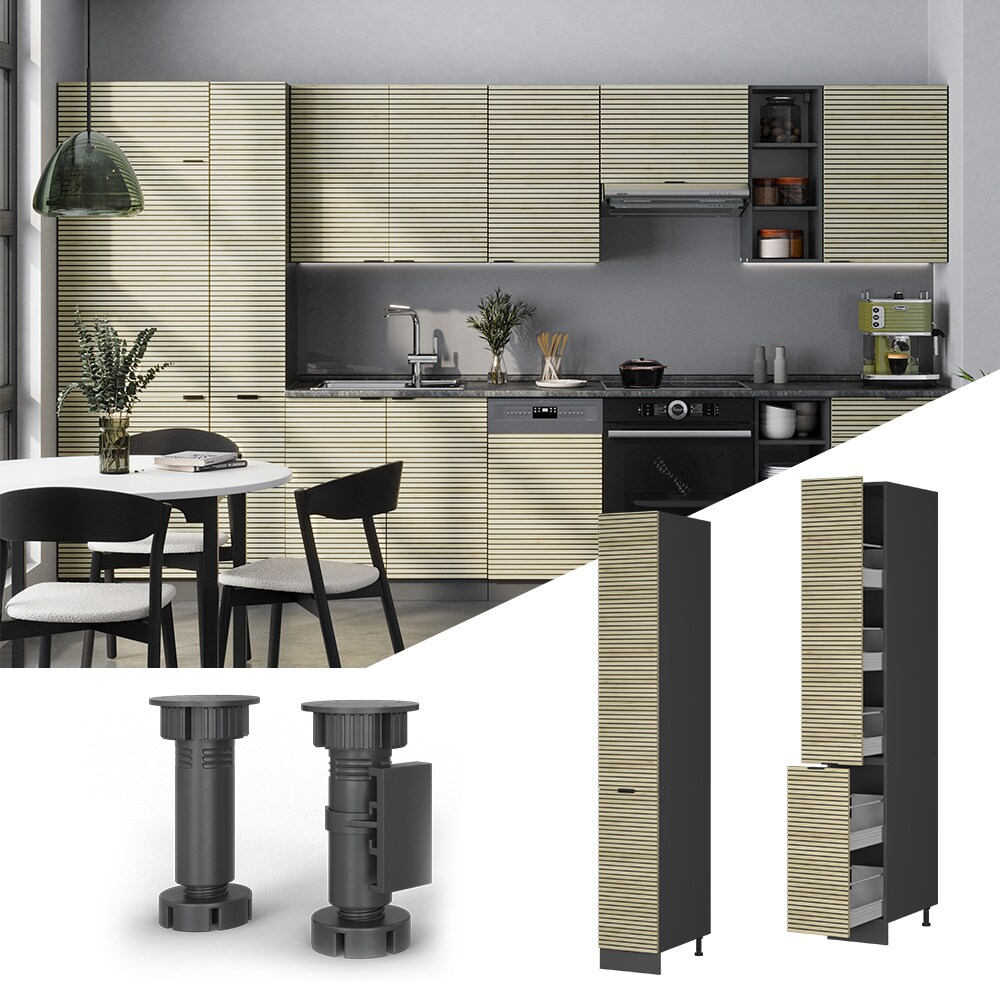Vicco Apothekerhochschrank Fame-Line Anthrazit Eiche gefräst 30 cm