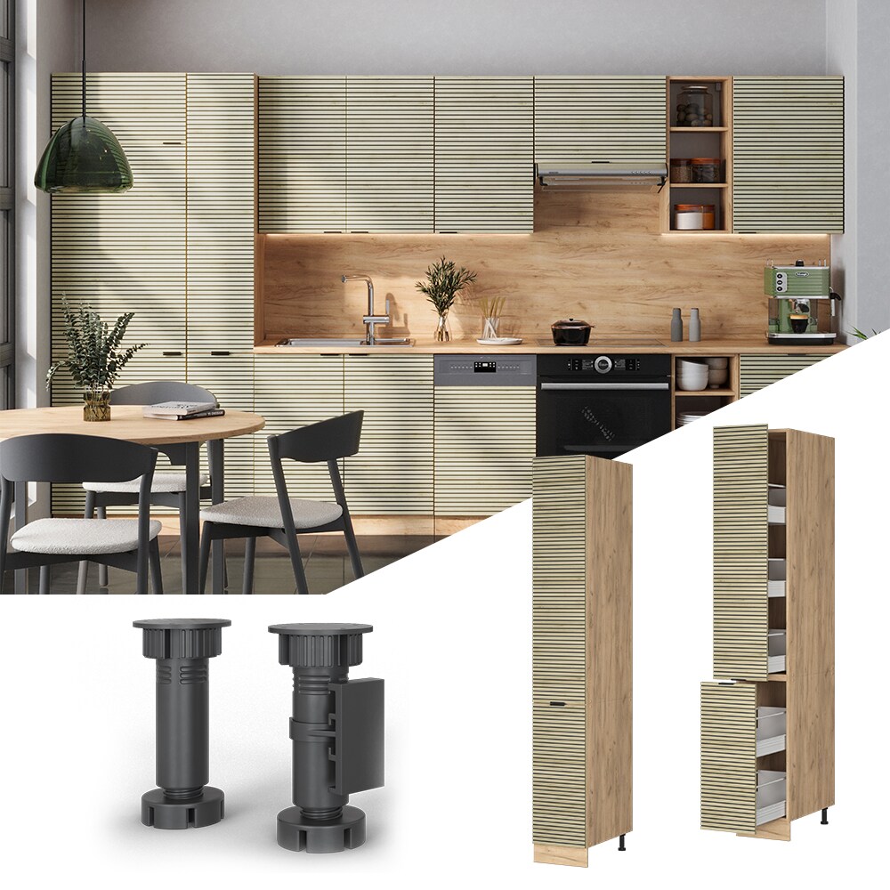 Vicco Apothekerhochschrank Fame-Line Eiche gefräst 30 cm