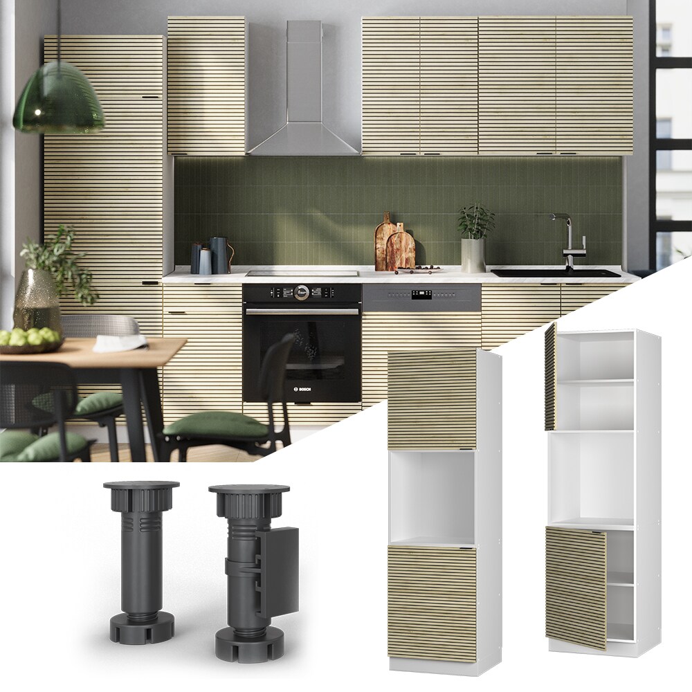 Vicco Vorratsschrank Fame-Line Weiß Eiche gefräst 60 cm 2 Türen