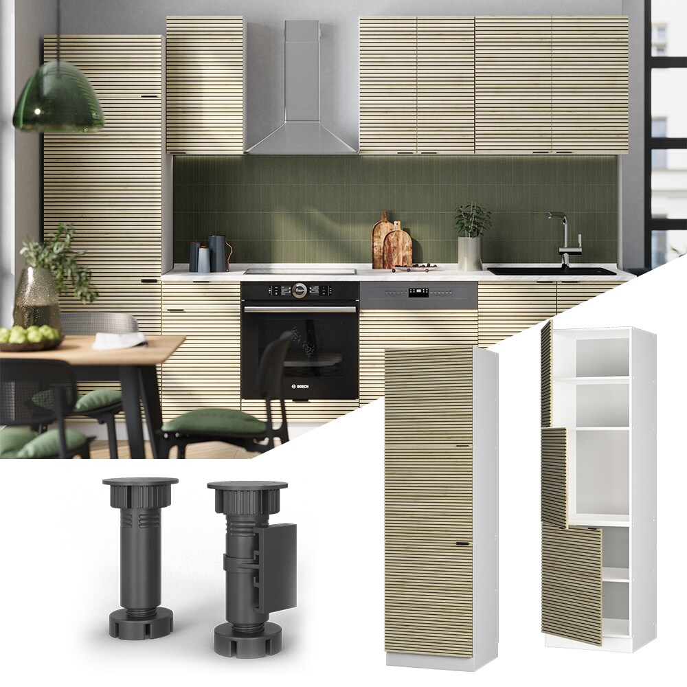 Vicco Vorratsschrank Fame-Line Weiß Eiche gefräst 60 cm 3 Türen