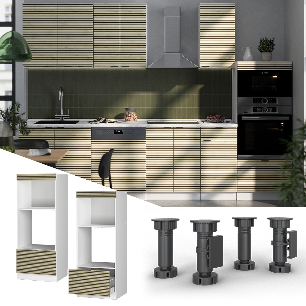 Vicco Mikrowellenschrank Fame-Line Wei&szlig; Eiche gefr&auml;st 60 cm mit Schublade - Bild 1