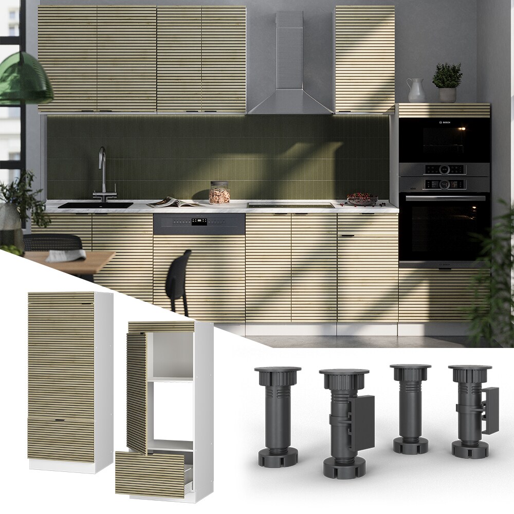 Vicco Mikrowellenschrank Fame-Line Weiß Eiche gefräst 60 cm mit Schublade & Tür