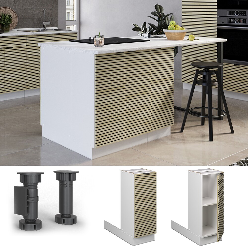 Vicco Regalinselunterschrank Fame-Line Weiß Eiche gefräst 30 cm