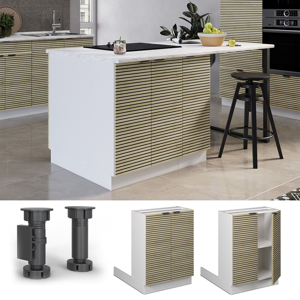 Vicco Regalinselunterschrank Fame-Line Weiß Eiche gefräst 60 cm
