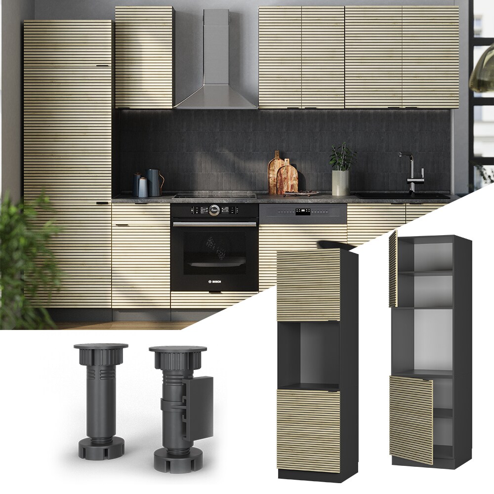 Vicco Vorratsschrank Fame-Line Anthrazit Eiche gefräst 60 cm 2 Türen