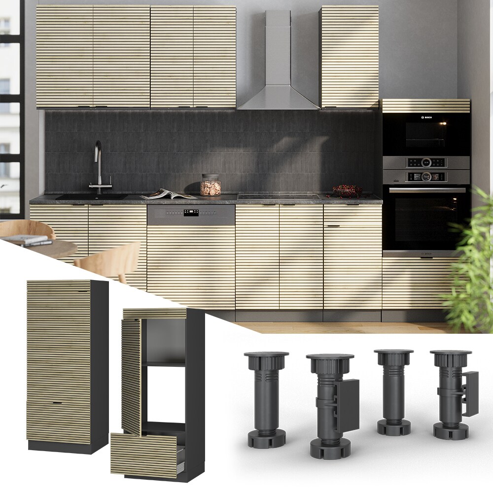 Vicco Mikrowellenschrank Fame-Line Anthrazit Eiche gefräst 60 cm mit Schublade & Tür