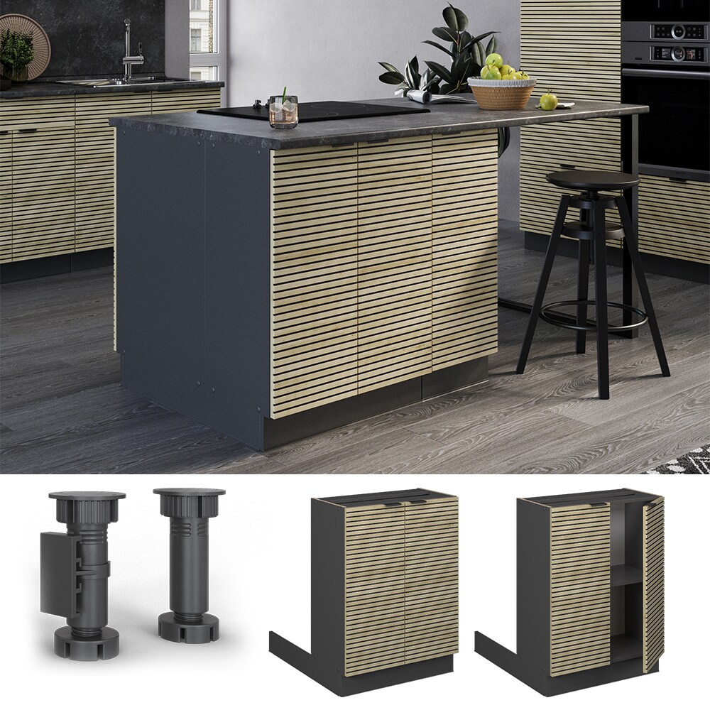 Vicco Regalinselunterschrank Fame-Line Anthrazit Eiche gefräst 60 cm