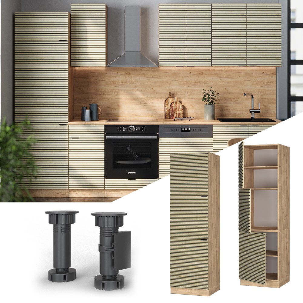 Vicco Vorratsschrank Fame-Line Eiche gefr&auml;st 60 cm 3 T&uuml;ren - Bild 1