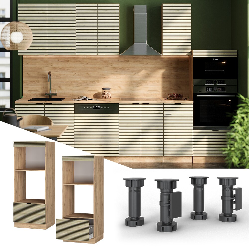 Vicco Mikrowellenschrank Fame-Line Eiche gefräst 60 cm mit Schublade
