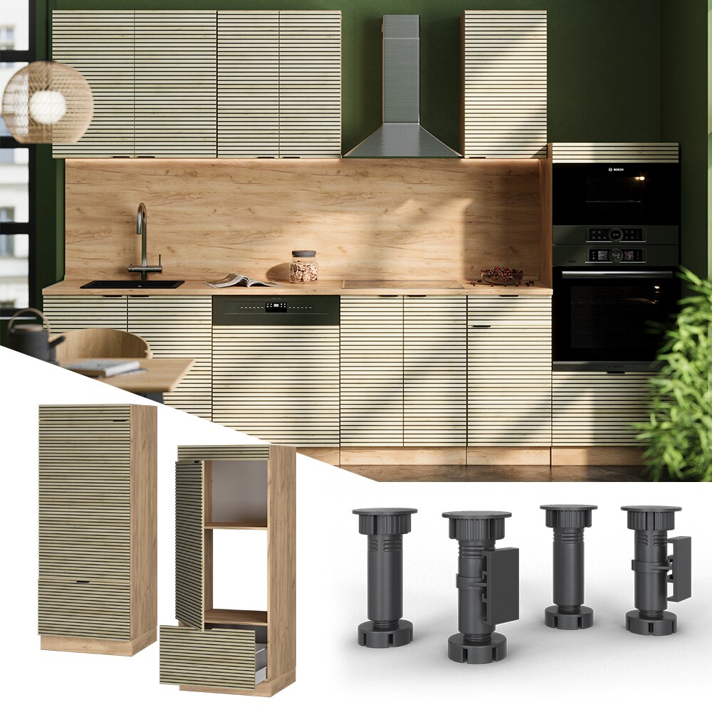 Vicco Mikrowellenschrank Fame-Line Eiche gefräst 60 cm mit Schublade & Tür