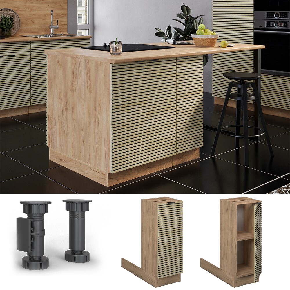 Vicco Regalinselunterschrank Fame-Line Eiche gefräst 30 cm