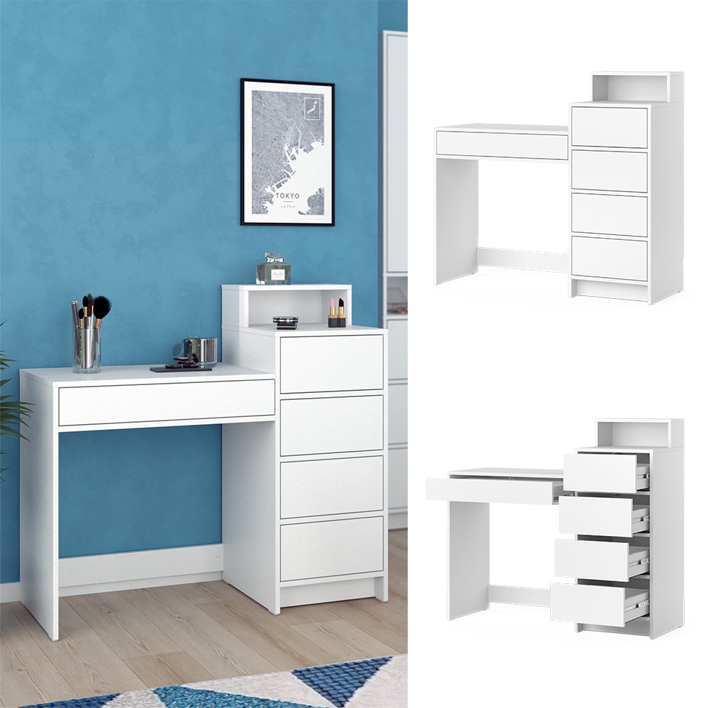 Vicco Schminktisch Naara Wei&szlig; 110,5 cm mit 5 Schubladen - Bild 1